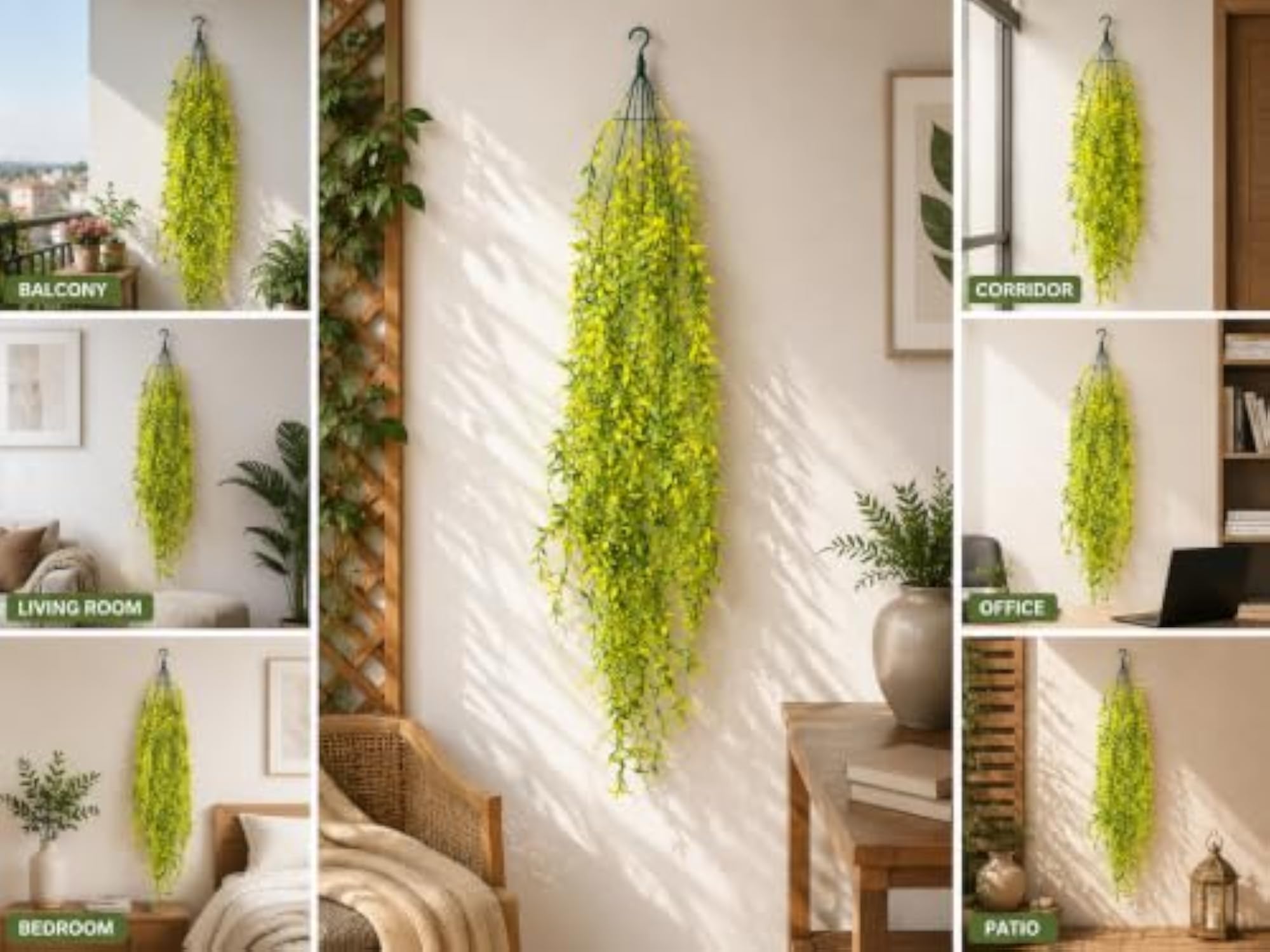 Artificial Hanging Leaves Plant Yellow Green 114 cm